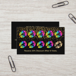 Regenboogkleurspoelen en gouden Confetti Visitekaartje