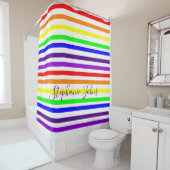 Regenboogkleurstrips Stellingen Stomme Monogrammen Douchegordijn (In situ)