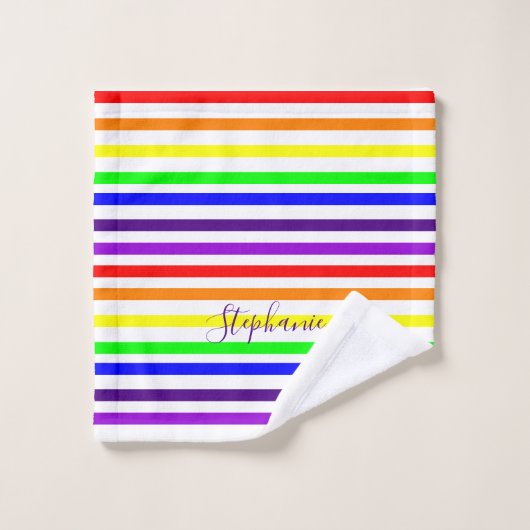 Regenboogkleurstrips Stellingen Stomme Monogrammen Washandje (Wasdoekje)