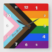 Regenboogklok, Voortgangsregenboogvlag, LGBTQ/Prid Vierkante Klok (Voorkant)