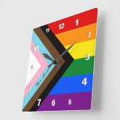 Regenboogklok, Voortgangsregenboogvlag, LGBTQ/Prid Vierkante Klok (Hoek)