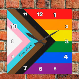 Regenboogklok, Voortgangsregenboogvlag, LGBTQ/Prid Vierkante Klok