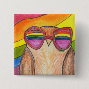 regenboogknoop vierkante button 5,1 cm