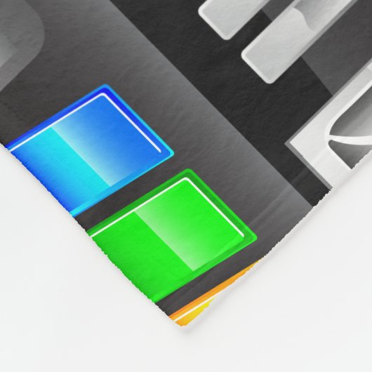 regenboogknoppen boombox ghetto blaster fleece deken (Hoek)