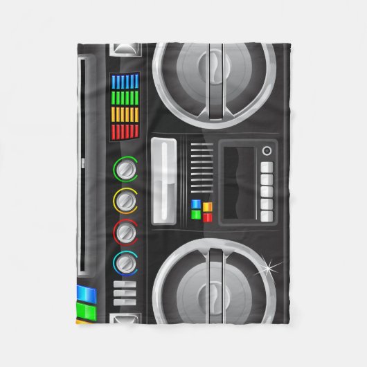 regenboogknoppen boombox ghetto blaster fleece deken (Voorkant)