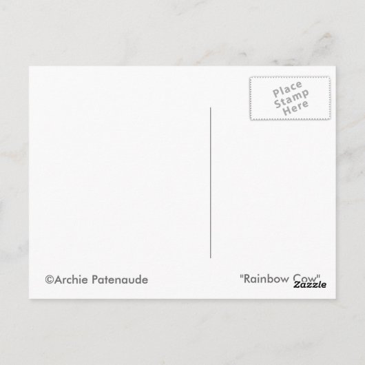 Regenboogkoe Briefkaart (Achterkant)