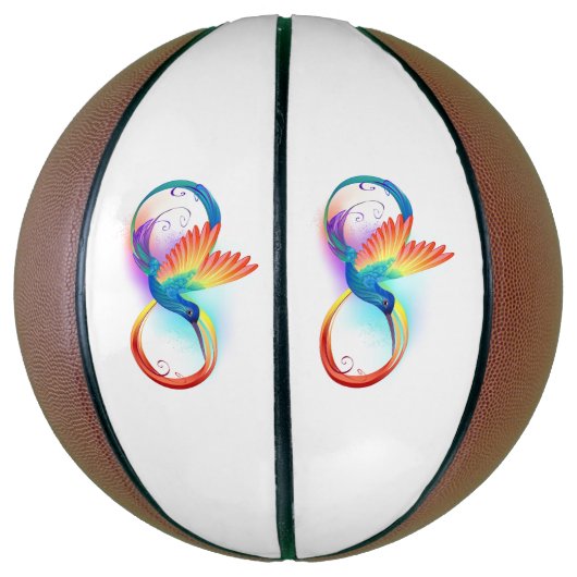 Regenboogkolibrie met oneindigheidssymbool basketbal (Verticaal)