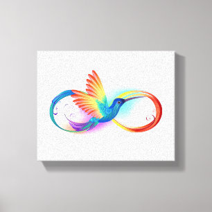 Regenboogkolibrie met oneindigheidssymbool canvas afdruk