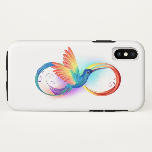 Regenboogkolibrie met oneindigheidssymbool Case-Mate iPhone case (Achterkant (horizontaal))