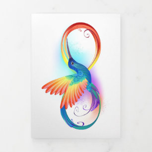 Regenboogkolibrie met oneindigheidssymbool drieluik wenskaart