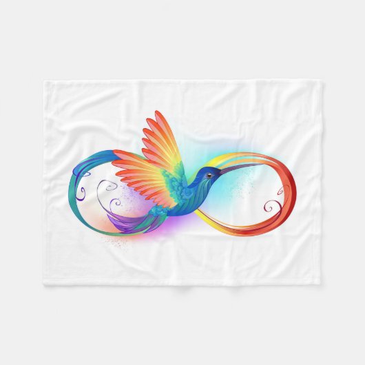 Regenboogkolibrie met oneindigheidssymbool fleece deken (Voorkant (Horizontaal))