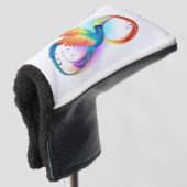 Regenboogkolibrie met oneindigheidssymbool golfheadcover (3/4 voorkant)