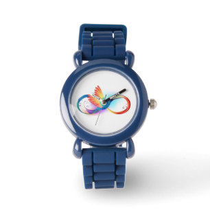 Regenboogkolibrie met oneindigheidssymbool horloge