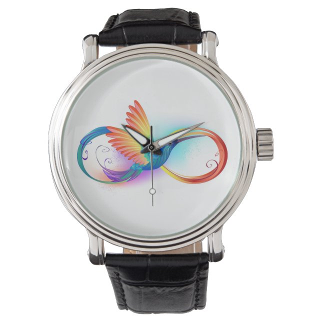 Regenboogkolibrie met oneindigheidssymbool horloge (Voorkant)