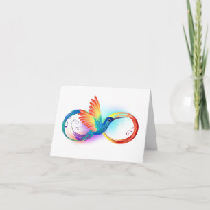 Regenboogkolibrie met oneindigheidssymbool kaart