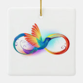 Regenboogkolibrie met oneindigheidssymbool keramisch ornament (Achterkant)
