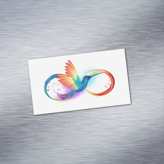 Regenboogkolibrie met oneindigheidssymbool magnetisch visitekaartje (Voorbeeld)