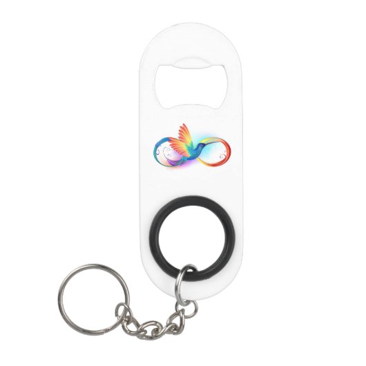 Regenboogkolibrie met oneindigheidssymbool mini flessenopener (Voorkant)