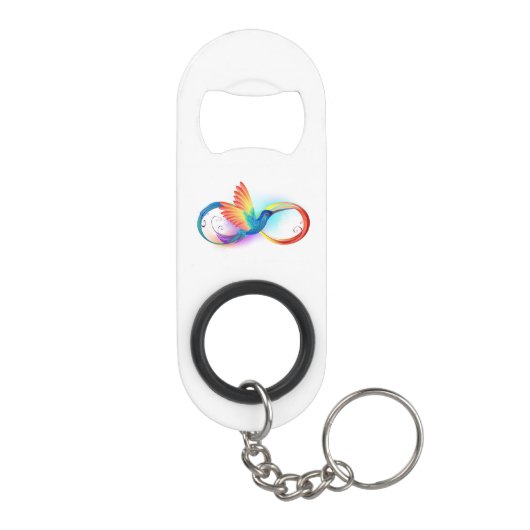 Regenboogkolibrie met oneindigheidssymbool mini flessenopener (Achterkant)