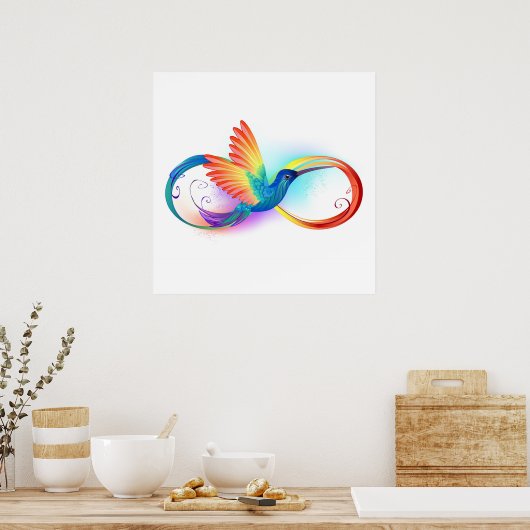 Regenboogkolibrie met oneindigheidssymbool poster (Keuken)