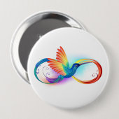 Regenboogkolibrie met oneindigheidssymbool ronde button 4,0 cm (Voorkant /achterkant)