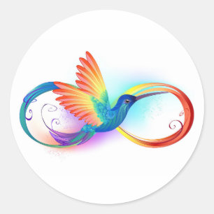 Regenboogkolibrie met oneindigheidssymbool ronde sticker