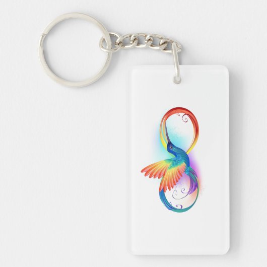Regenboogkolibrie met oneindigheidssymbool sleutelhanger (Voorkant)