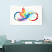 Regenboogkolibrie met oneindigheidssymbool spandoek (Beurs)