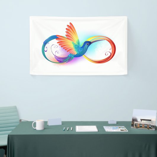 Regenboogkolibrie met oneindigheidssymbool spandoek (Beurs)