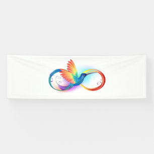 Regenboogkolibrie met oneindigheidssymbool spandoek