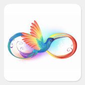 Regenboogkolibrie met oneindigheidssymbool vierkante sticker (Voorkant)
