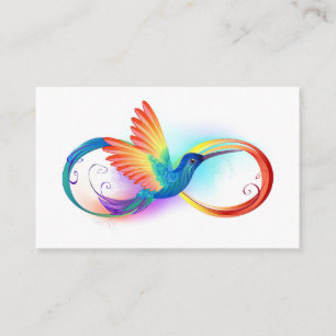 Regenboogkolibrie met oneindigheidssymbool visitekaartje