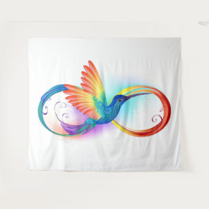 Regenboogkolibrie met oneindigheidssymbool wandkleed