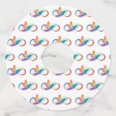 Regenboogkolibrie met oneindigheidssymbool wijnglaslabel (Achterkant)