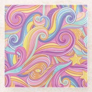 Regenboogkomeet: magische dromerige hemel. glazen onderzetter