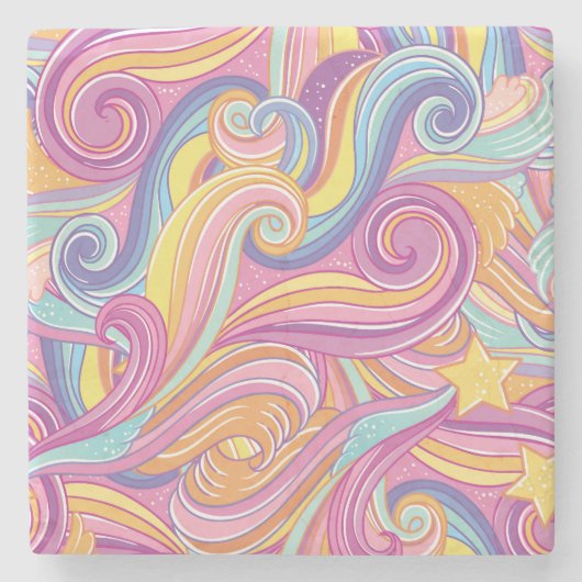 Regenboogkomeet: magische dromerige hemel. stenen onderzetter (Voorkant)