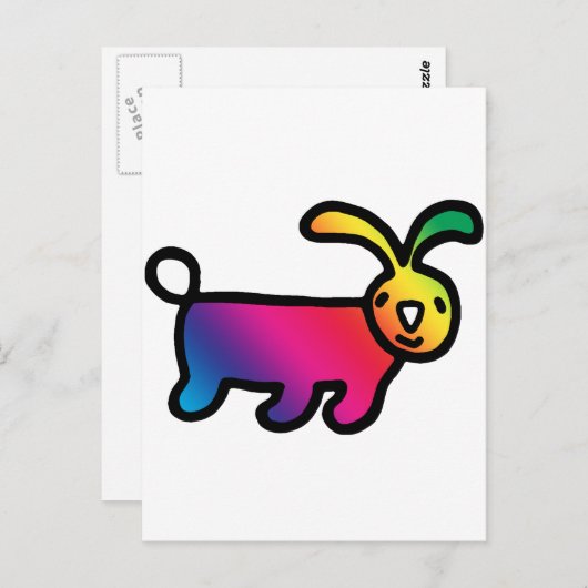 Regenboogkonijn Briefkaart (Voorkant / Achterkant)