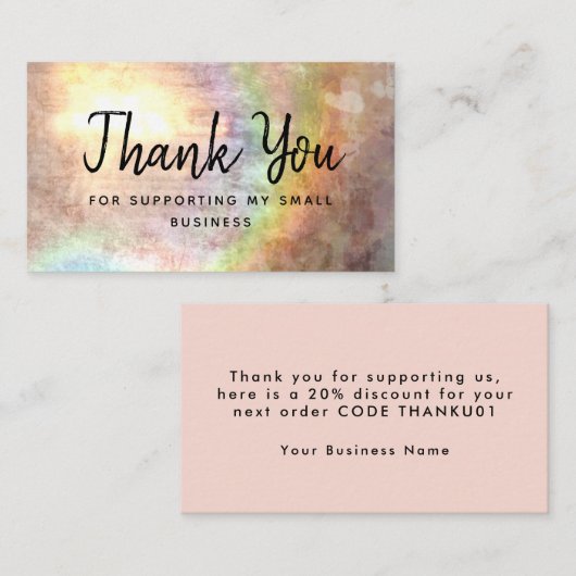 Regenboogkorting Hartelijk dank voor uw steun voor Visitekaartje (Voorkant / Achterkant)