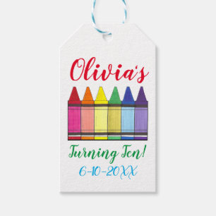 Regenboogkrayons Artistist Kunstenfeest van het ki Cadeaulabel