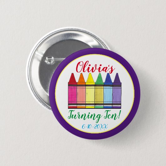 Regenboogkrayons Artistist Kunstenfeest van het ki Ronde Button 5,7 Cm (Voorkant /achterkant)