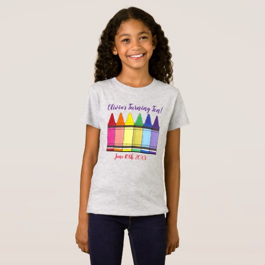 Regenboogkrayons Artistist Kunstenfeest van het ki T-shirt (Voorkant volledig)