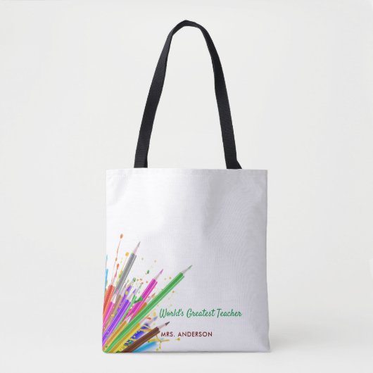 Regenboogkrayons Kindergarten Canvas tas van de Gi (Voorkant)