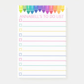 Regenboogkrayons om lijst te doen post-it® notes (Voorkant)