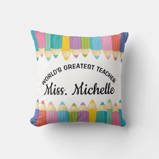 Regenboogkrayons werelden Grootste lerarenkussen Kussen (Voorkant)