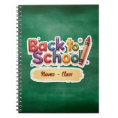 Regenboogkrijtje terug naar school ontwerp notitieboek (Voorkant)