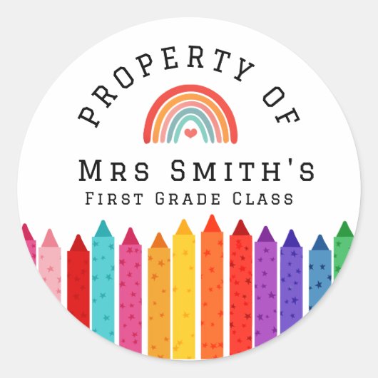 Regenboogkrijtjes Eigendom Van Klas Sticker Regen (Voorkant)