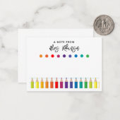 Regenboogkrijtjes Kleuterleerkracht Notitiekaartje (Voorkant / Achterkant in situ)