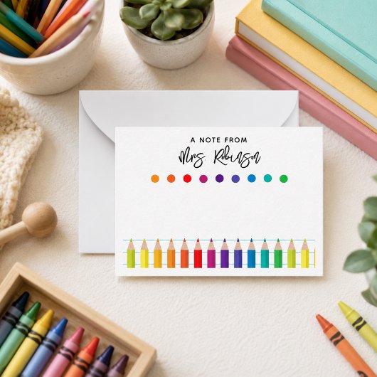 Regenboogkrijtjes Kleuterleerkracht Notitiekaartje