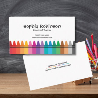 Regenboogkrijtjes kleuterleidster visitekaartje