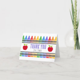Regenboogkrijtjes Leerkracht Naam Bedankkaart